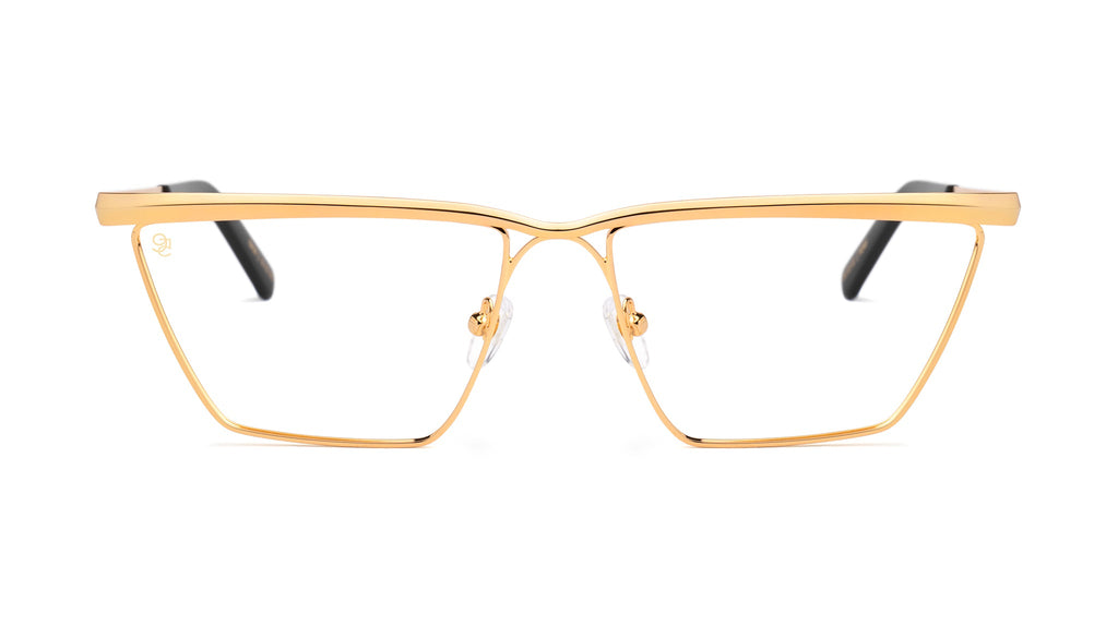 9FIVE Lucia Black & 24K Gold Clear Lens Glasses