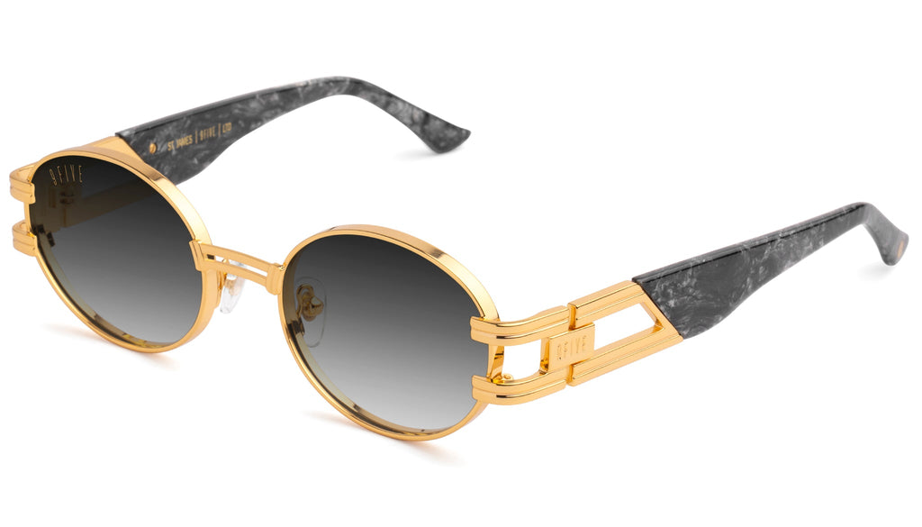 9FIVE St. James Black Marble & 24K Gold XL - Gradient Sunglasses
