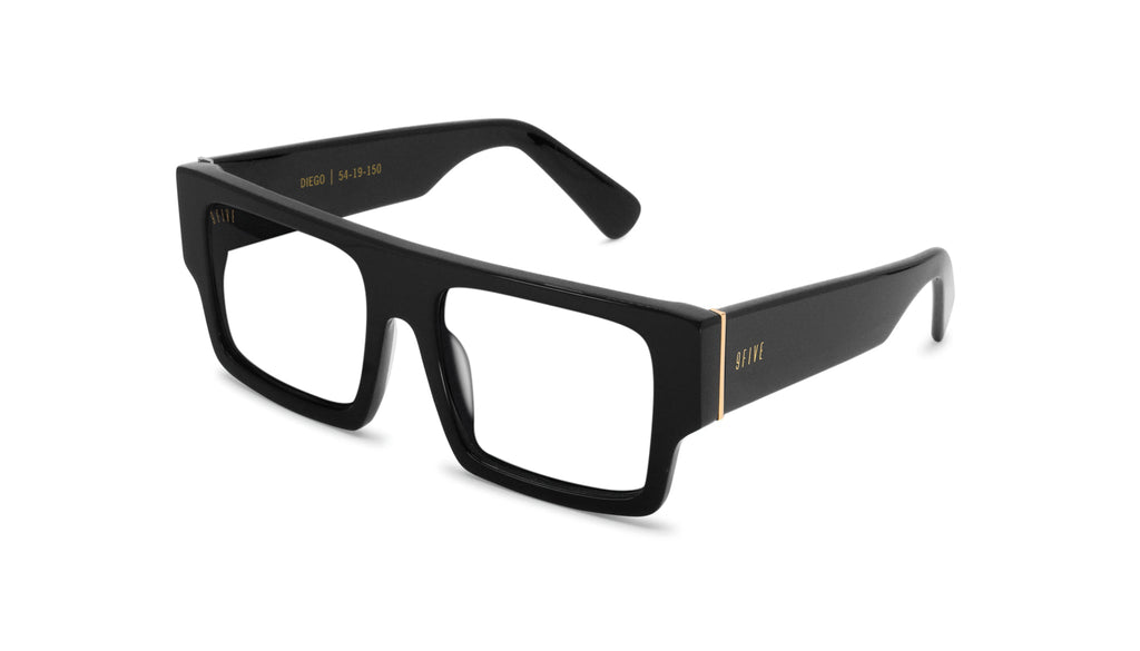 9FIVE Diego Black & 24K Gold Clear Lens Glasses