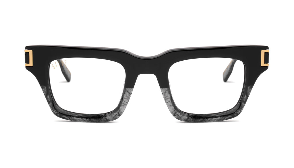 9FIVE Avenue Black Marble & 24K Gold Clear Lens Glasses