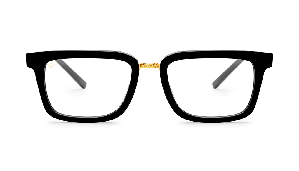 9FIVE Bishop Black & 24K Gold Clear Lens Glasses