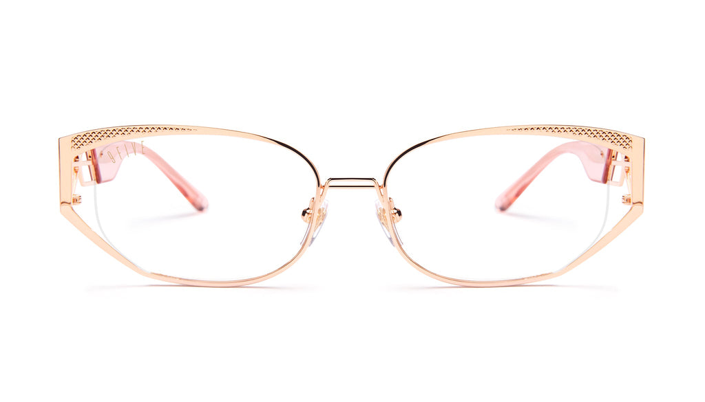 9FIVE Cross Rose Gold Clear Lens Glasses