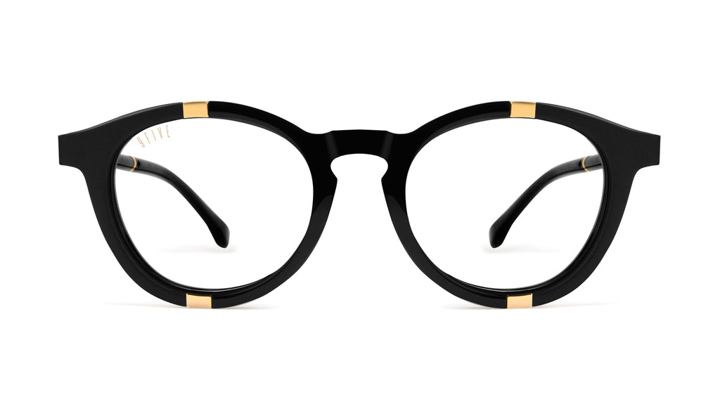 9FIVE Groove Black & 24k Gold Clear Lens Glasses