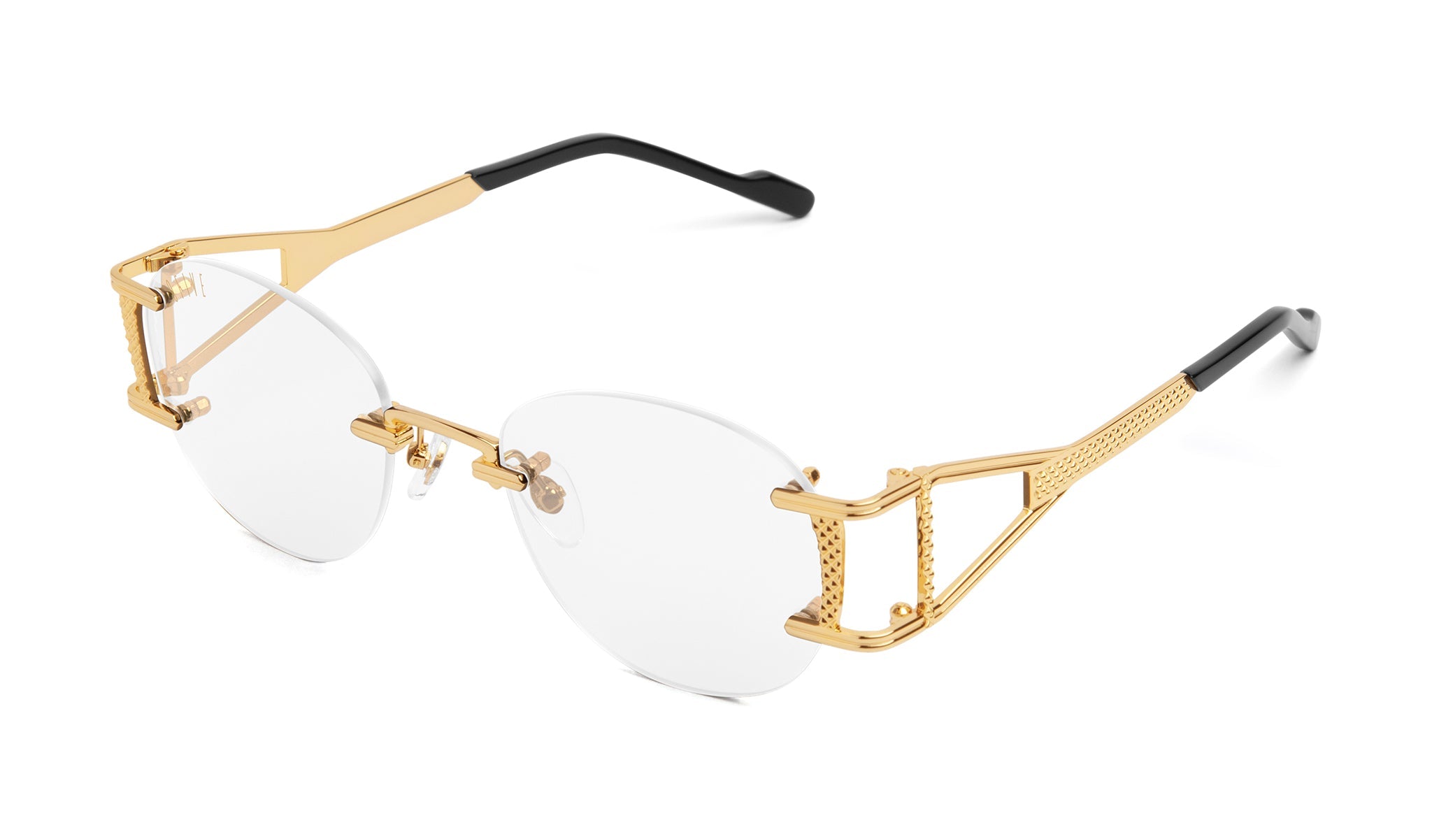 9FIVE Legacy Lite Black & 24K Gold Clear Lens Glasses