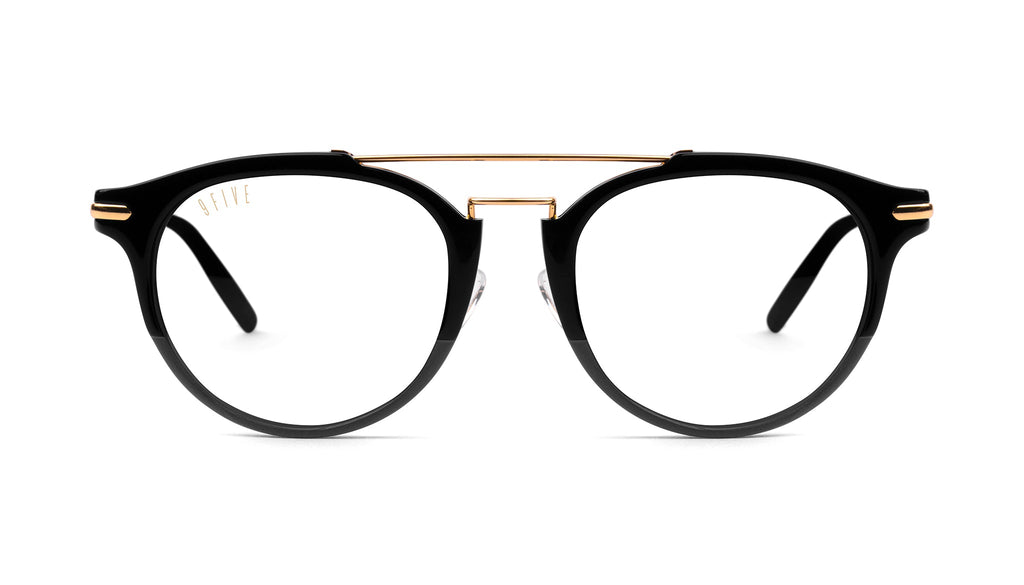 9FIVE Leo Black & 24K Gold Clear Lens Glasses