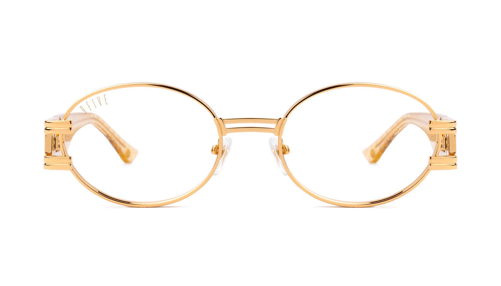 9FIVE St. James Gold Snake Clear Lens Glasses